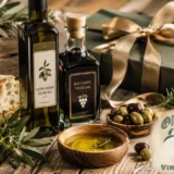 Last-minute Father’s Day gift ideas in Metairie with olive oil, balsamic vinegar, bread, olives, and Old Metairie Olive Oils logo