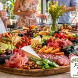 Louisiana summer charcuterie board with olive oil and balsamic at an outdoor party